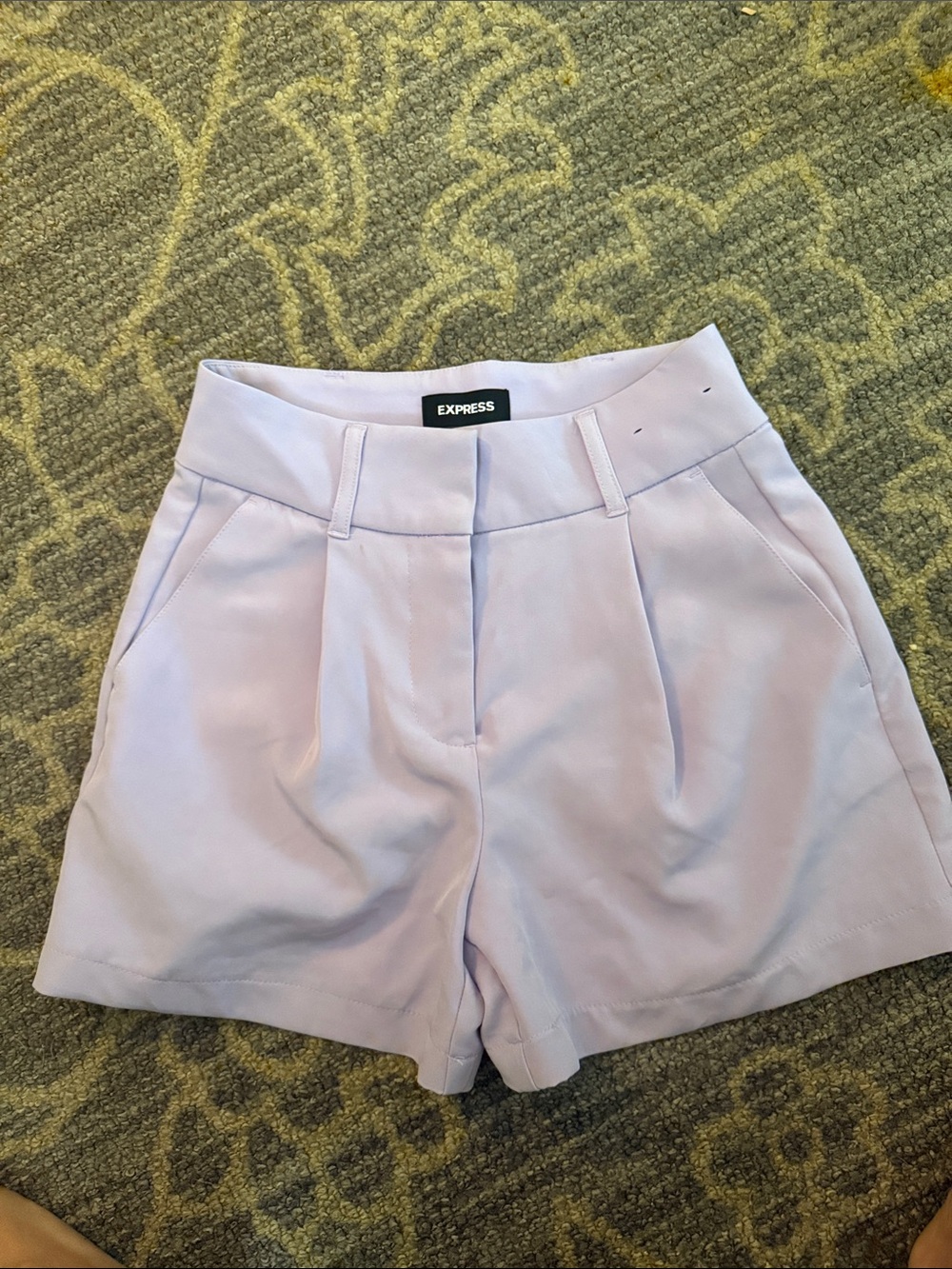 Express Pastel Lilac High-Waist Pleated Shorts